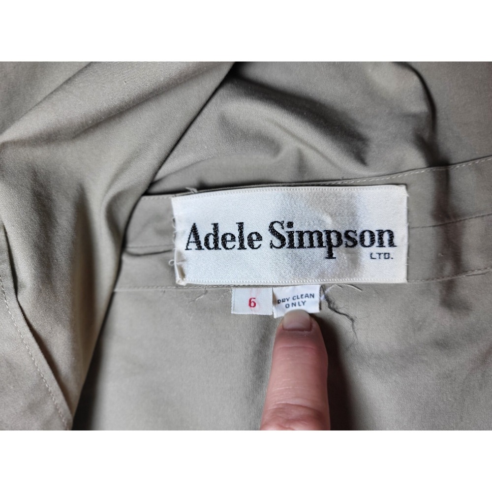 VTG Adele Simpson Khaki Long Sleeve‎ Midi Dress Size 6 Military Wartime Look - Picture 5 of 16